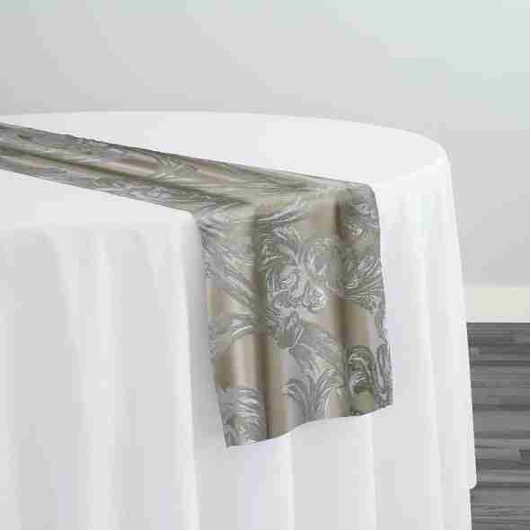 Florence Jacquard Table Runner in Silver | Rental