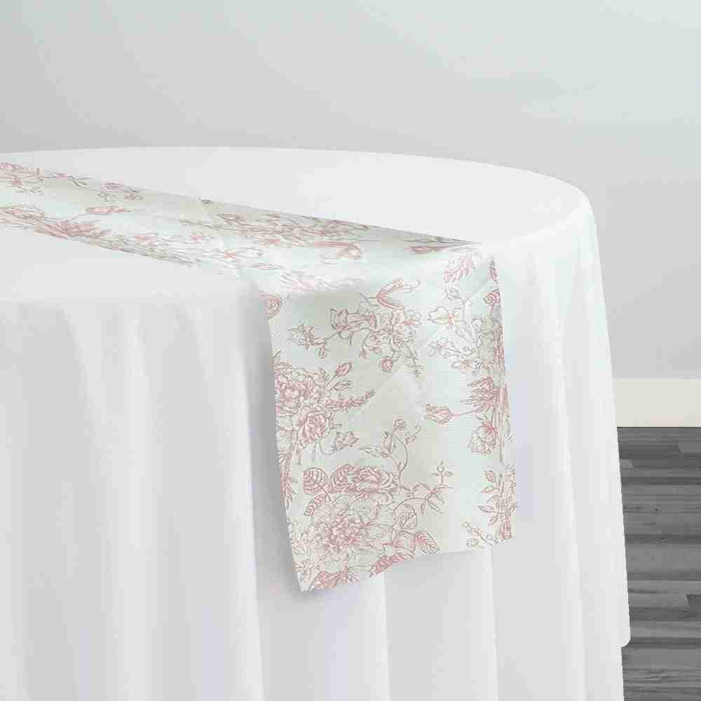 French Toile (Poly Print) Table Runner in Dusty Rose | Rental