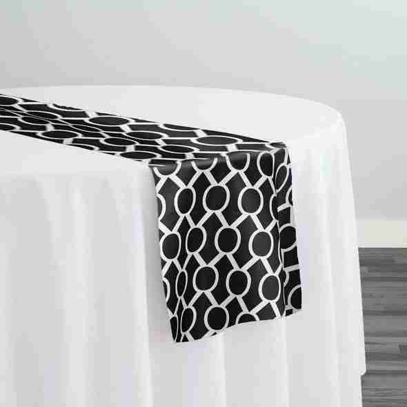 Halo Print (Lamour) Table Runner in Black and White | Rental