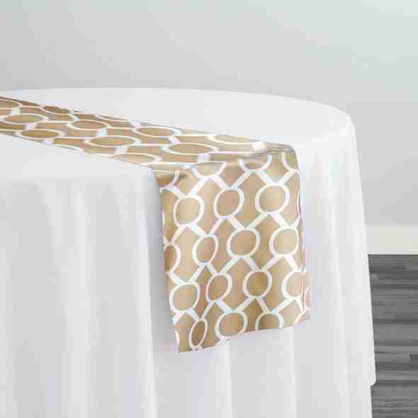 Halo Print (Lamour) Table Runner in Khaki | Rental