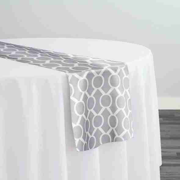 Halo Print (Lamour) Table Runner in Silver | Rental