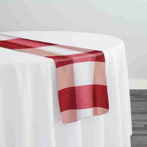 Hampton Checker (Poly Print) Table Runner in Red | Rental