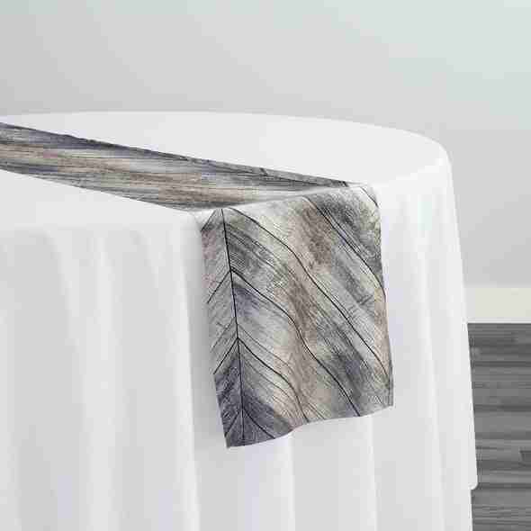 Herringbone (Poly Print) Table Runner in Grey | Rental