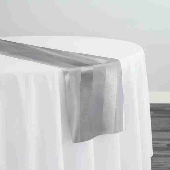 Imperial Stripe Table Runner in Silver | Rental