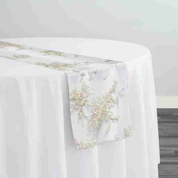 Laylani Lace Table Runner in Ivory | Rental