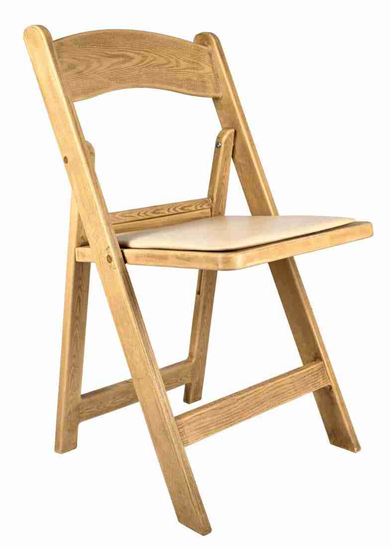 Natural WoodGrain™ Resin Steel Skeleton™ Folding Chair with Tan Seat (Per Chair Price Shown – Sold only in Quantities of 4) | Rental