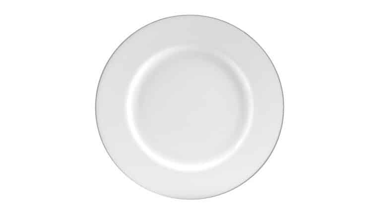White/Silver Single Line Charger Plate | Rental