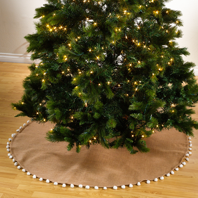 807 Pompom Design Jute Tree Skirt | Rental