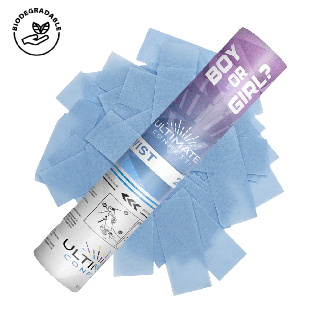 Baby Blue Gender Reveal Confetti POP Cannon (12″) | Rental Baby Blue Gender Reveal Confetti POP Cannon (12″) | Rental