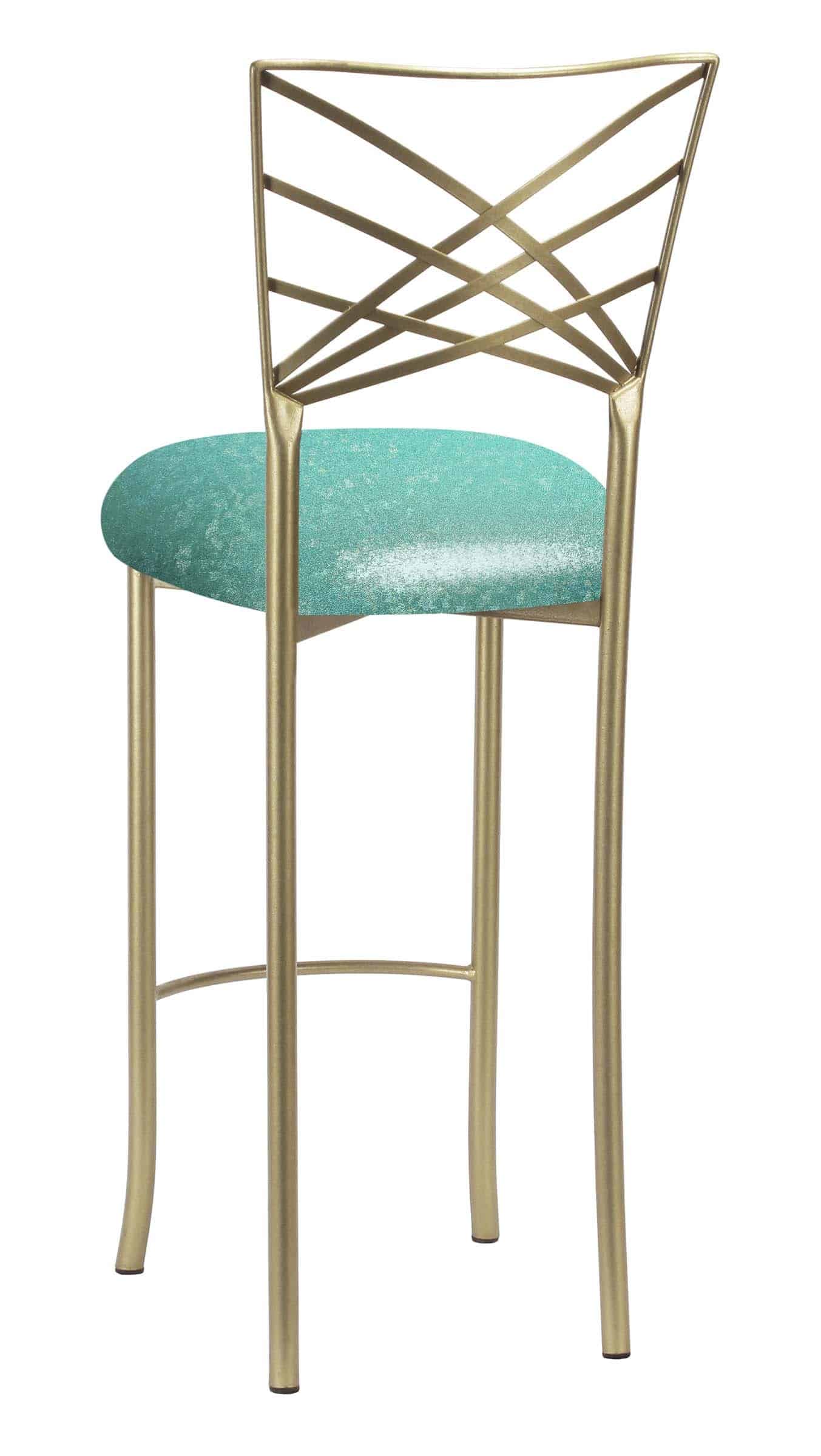 Gold Fanfare Barstool with Mermaid Stretch Knit Cushion – Chameleon Chair Collection | Rental