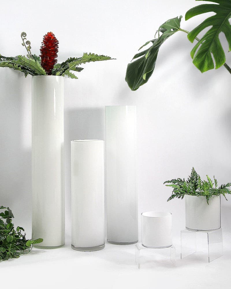 Premium Layered White Glass Cylinder Vase | Rental