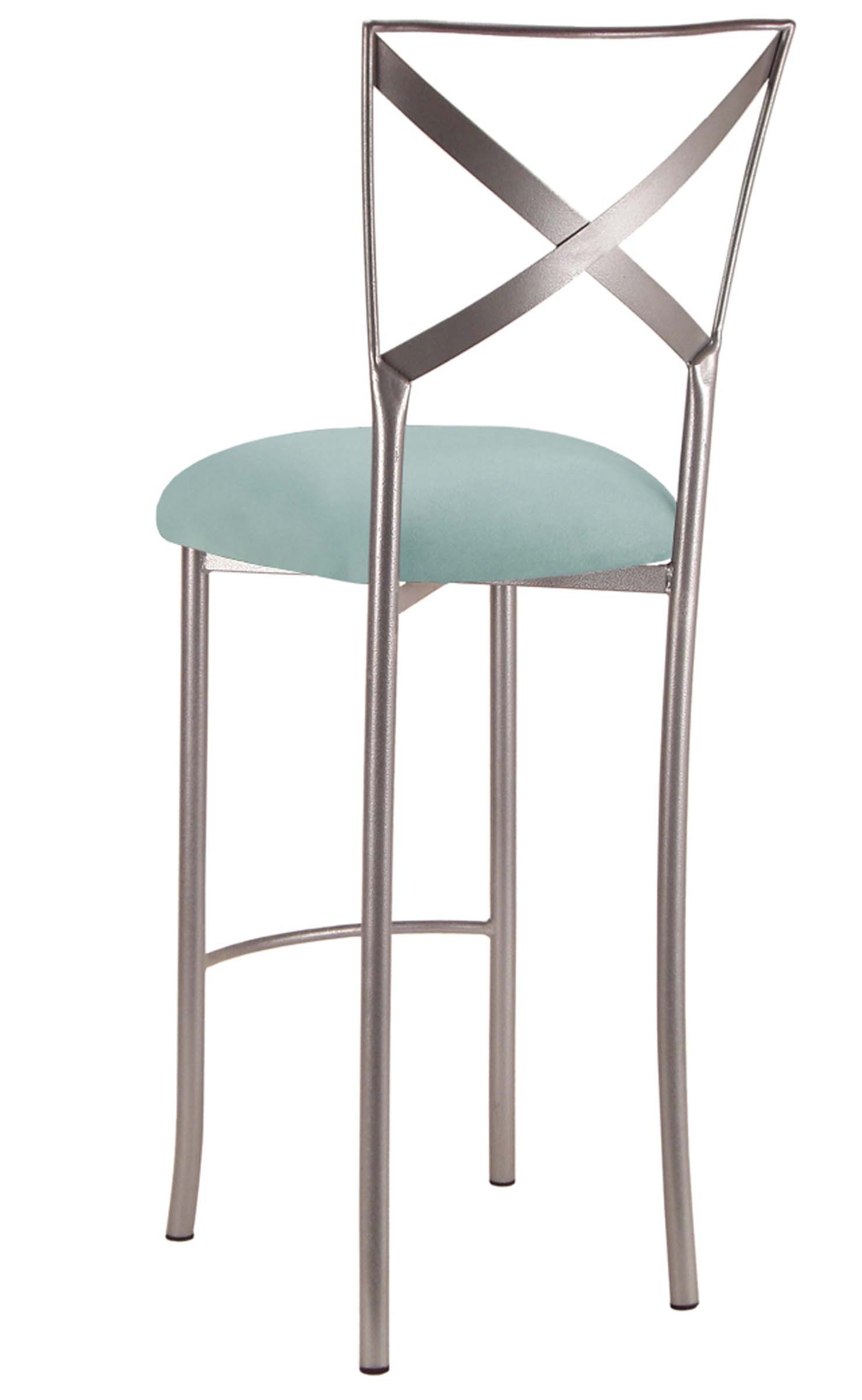 Simply X Barstool with Ice Blue Suede Cushion – Chameleon Chair Collection | Rental