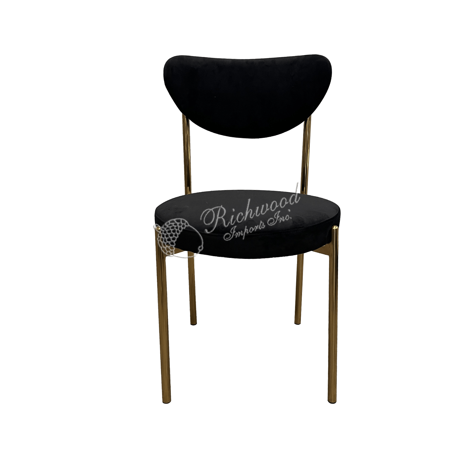 IRIS CHAIR – Stackable w/Gold Frame & Black Velvet | Rental