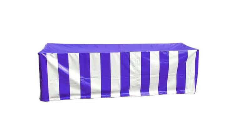 Vinyl 8′ Banquet Table Cover, Blue & White | Rental Vinyl 8′ Banquet Table Cover, Blue & White | Rental