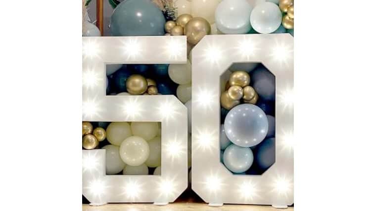 4' Wood Marquee Number - White - 50 | Rental