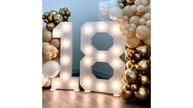 4' Wood Marquee Number - White - 18 | Rental