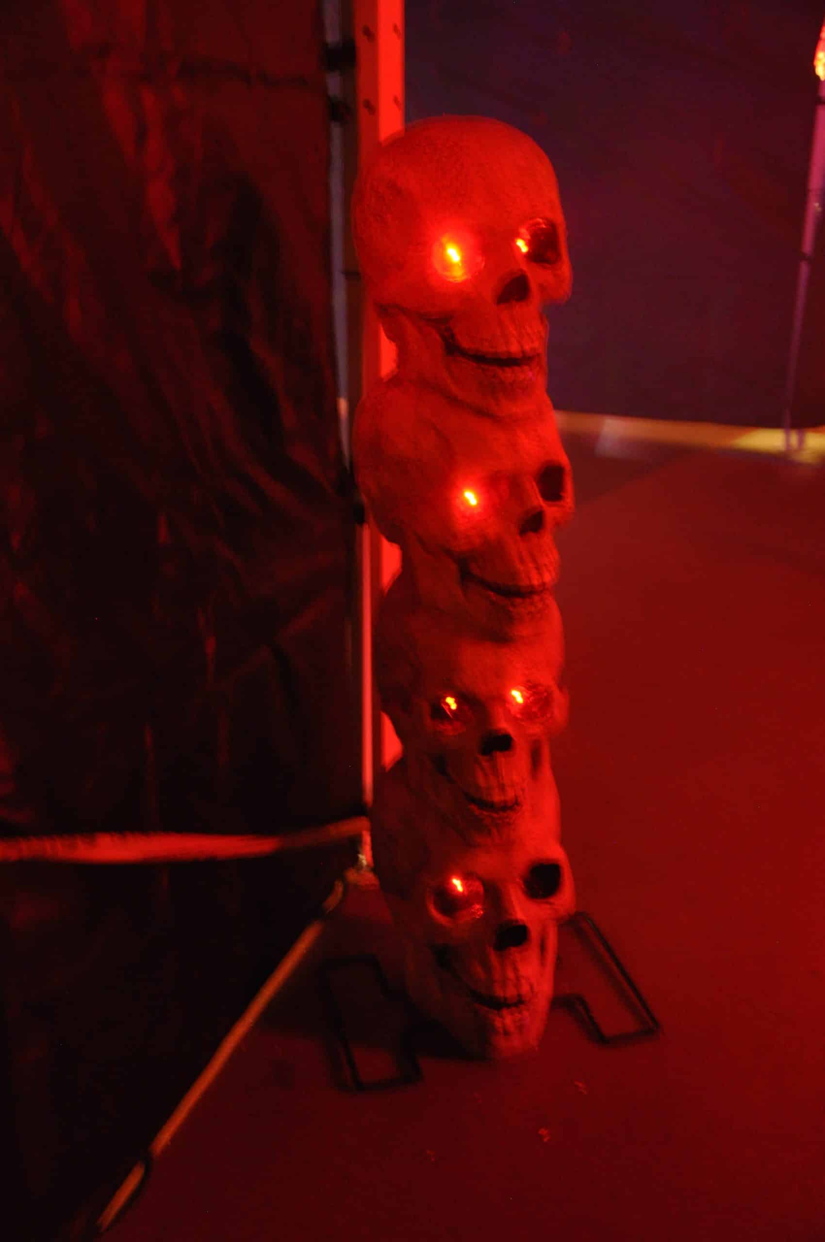 4 Stacked LED Lit Skulls Prop | Rental 4 Stacked LED Lit Skulls Prop | Rental
