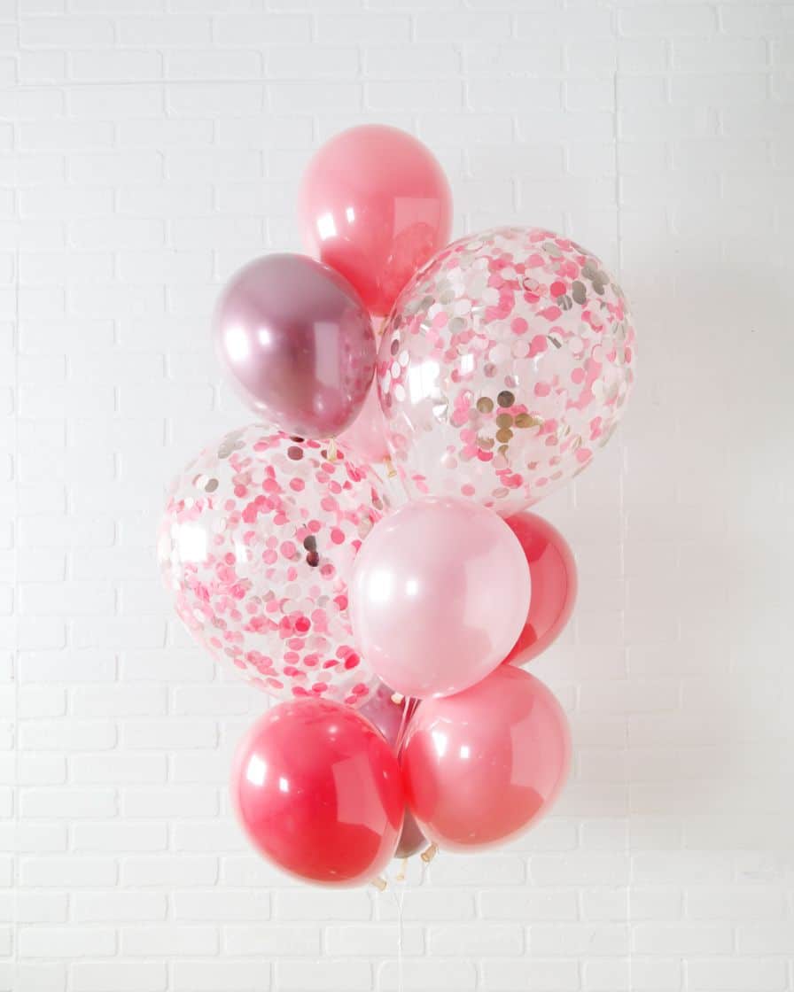Pretty in Pink – Confetti and 11in Balloons – bouquet of 10 | Rental Pretty in Pink – Confetti and 11in Balloons – bouquet of 10 | Rental