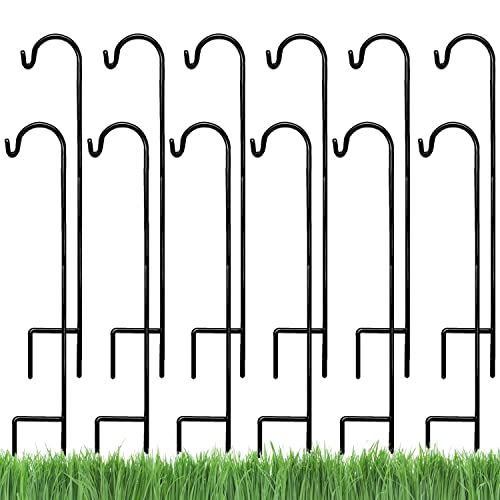 Ashman Shepherd’s Hooks, Black, Set of 12 Made of Premium Metal for Hanging Solar Lights, Bird Feeders, Mason Jars, Flower Basket, Christmas Lights, Lanterns, Garden Stakes and Wed | Rental