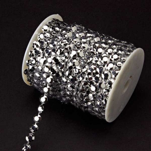 Decostar™ Silver Diamond Cut Beads – Garland Roll – 99ft | Rental Decostar™ Silver Diamond Cut Beads – Garland Roll – 99ft | Rental