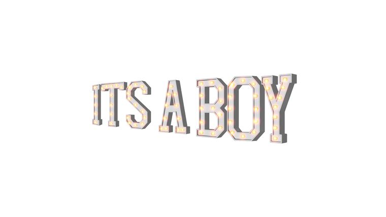 4' Wood Marquee Number - White - ITS A BOY | Rental