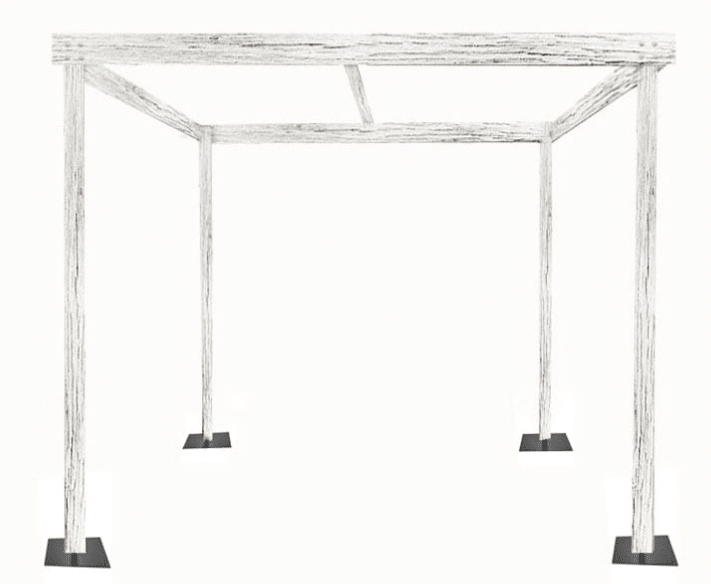 Cabana – 10′ x 10’w x 8’h White Rustic Wood Cabana | Rental