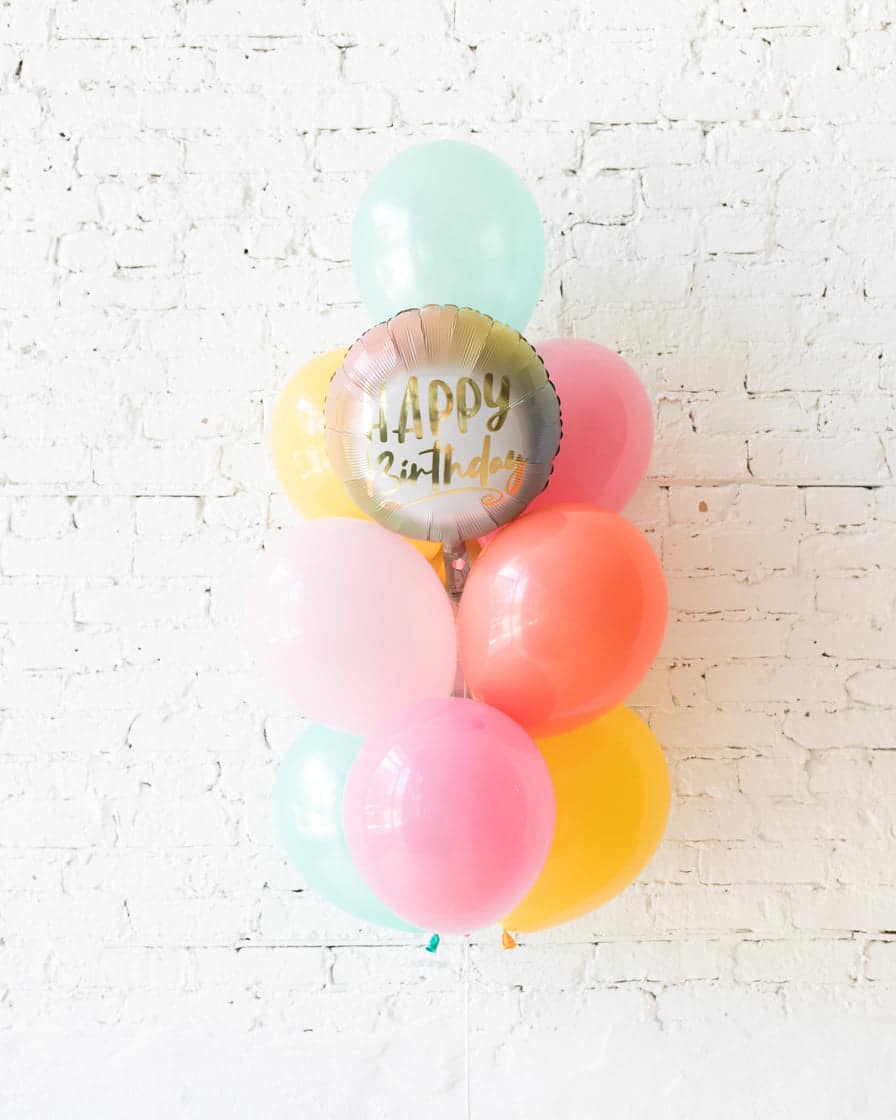 Colorful Bloom – Happy Birthday Foil and 11in Balloons – bouquet of 10 | Rental Colorful Bloom – Happy Birthday Foil and 11in Balloons – bouquet of 10 | Rental
