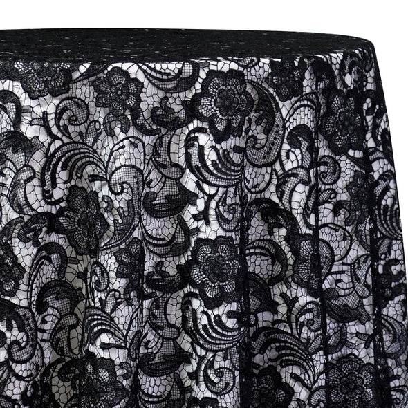 English Lace Table Linen in Black | Rental