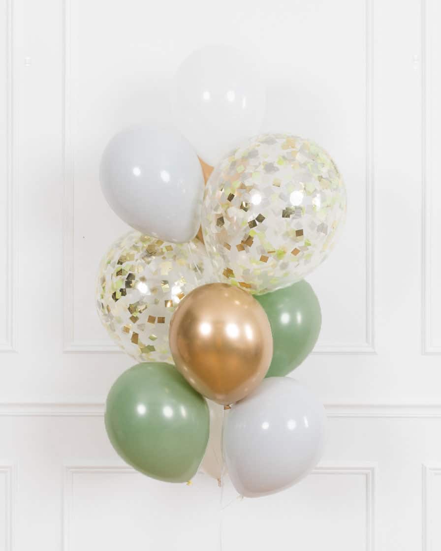 Gilded – Confetti and 11in Balloons – bouquet of 10 | Rental Gilded – Confetti and 11in Balloons – bouquet of 10 | Rental