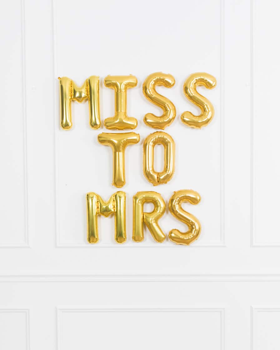 16in Gold MISS TO MRS Foil Balloon Set | Rental 16in Gold MISS TO MRS Foil Balloon Set | Rental