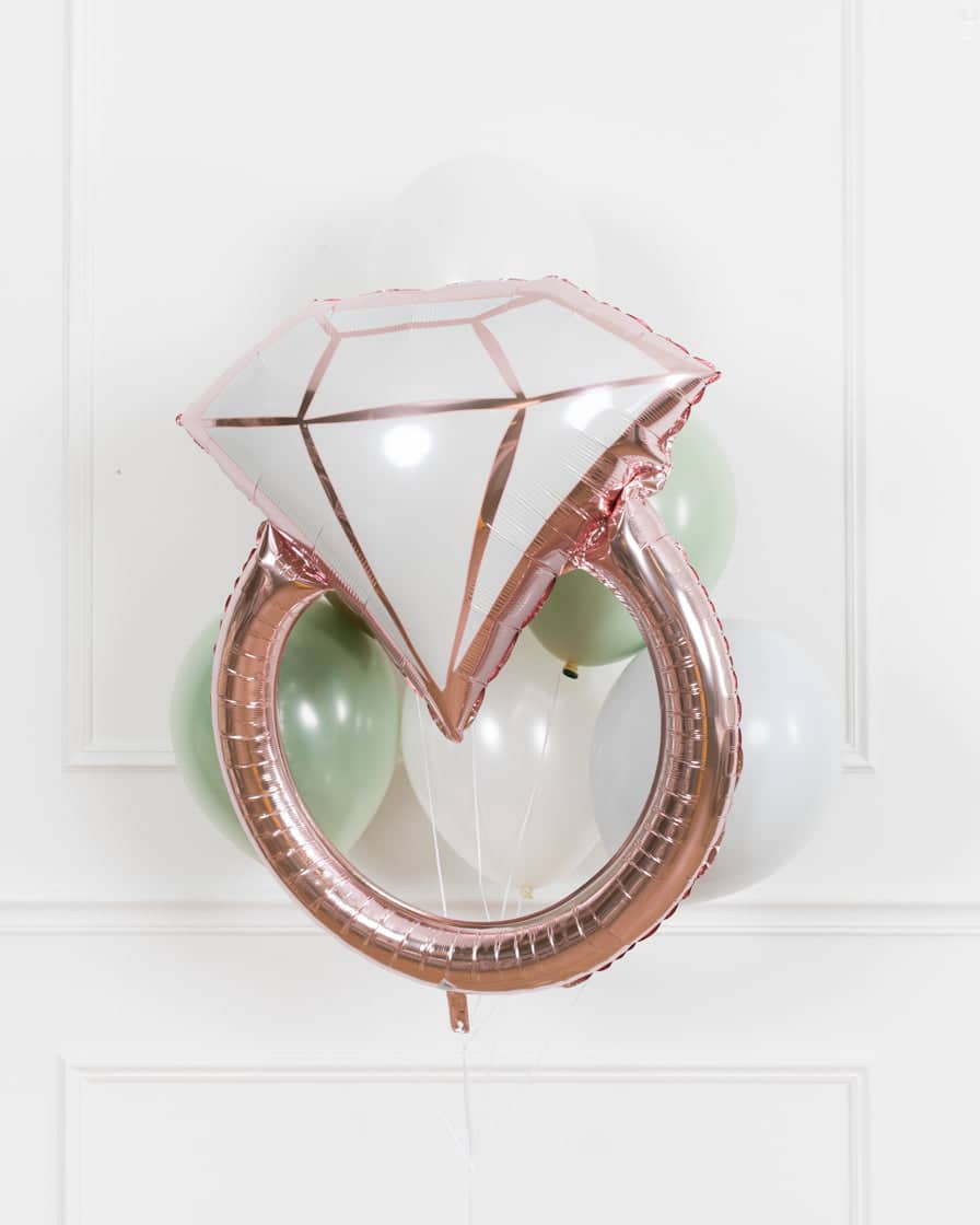 Blushing – Diamond Ring and 11in Balloons – bouquet of 7 | Rental Blushing – Diamond Ring and 11in Balloons – bouquet of 7 | Rental