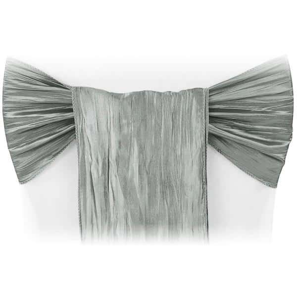 Accordion Crushed Taffeta Chair Sash – Gray/Silver | Rental
