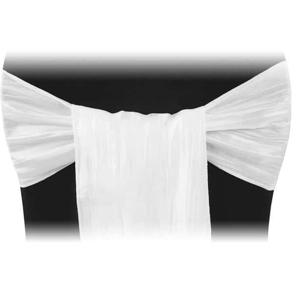 Accordion Crushed Taffeta Chair Sash – White | Rental