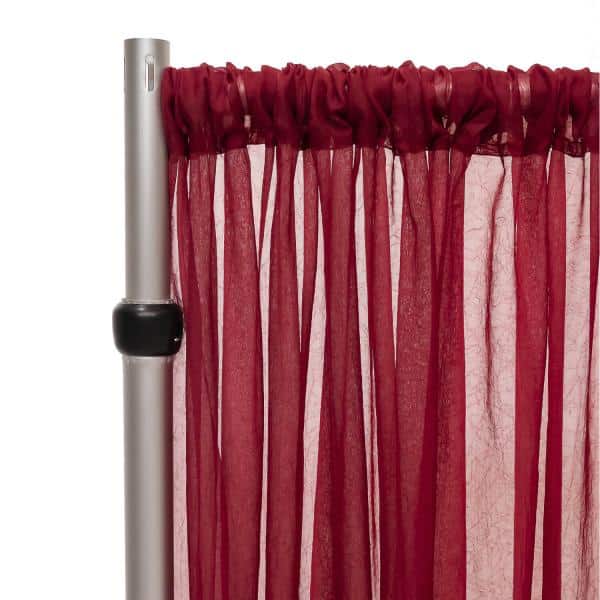 *FR* Crushed Sheer Voile Curtain Panel by Eastern Mills w/ 4″ Pockets – 10ft Wide – Burgundy | Rental *FR* Crushed Sheer Voile Curtain Panel by Eastern Mills w/ 4″ Pockets – 10ft Wide – Burgundy | Rental