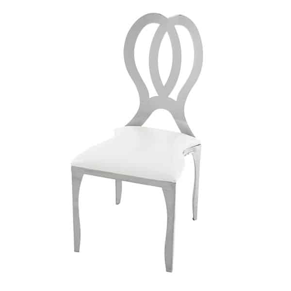 Stainless Steel Modern Double Loop Emma Dining Event Chair – Silver | Rental