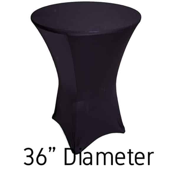 200 GSM Grade A Quality Spandex Hi-Boy Table Cover – Black – Cocktail Table – 36″ Diameter | Rental 200 GSM Grade A Quality Spandex Hi-Boy Table Cover – Black – Cocktail Table – 36″ Diameter | Rental