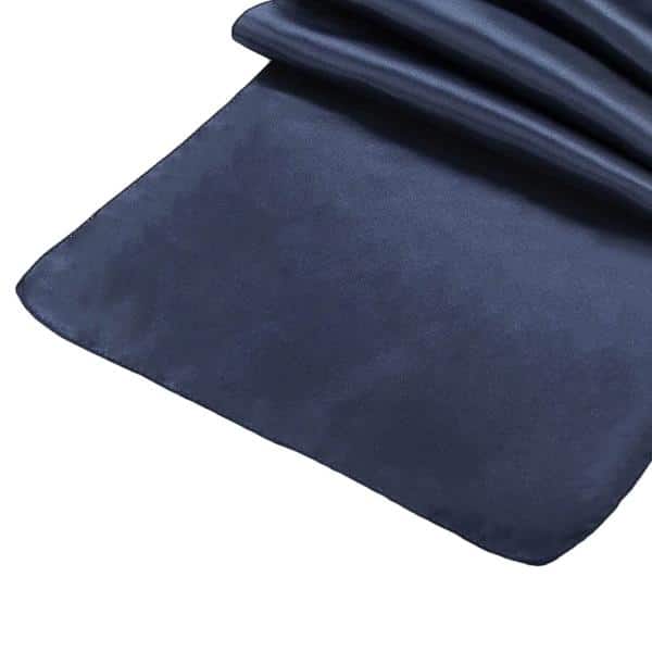 Sleek Satin Runner 14″ x 108″ – Navy Blue | Rental Sleek Satin Runner 14″ x 108″ – Navy Blue | Rental