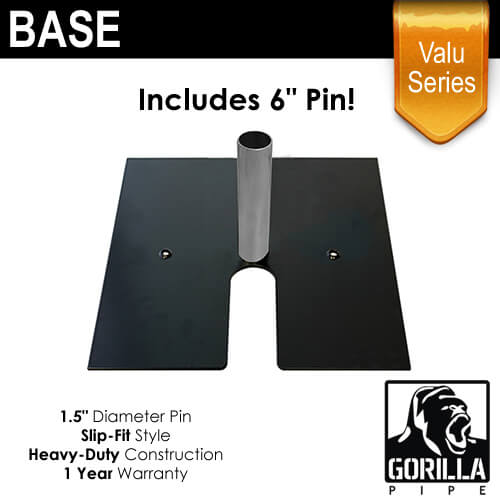 Black Valu Series – 24in x 24in Standard Duty Base with 6″ x 1.5″ Pin (Up to 18ft) | Rental