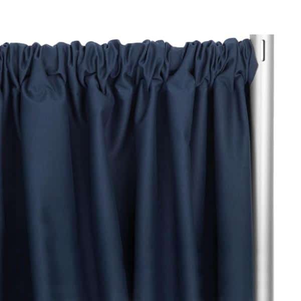 IFR Poly Premier Cloth Drape Panel by Eastern Mills w/ Sewn Rod Pocket – Navy Blue | Rental