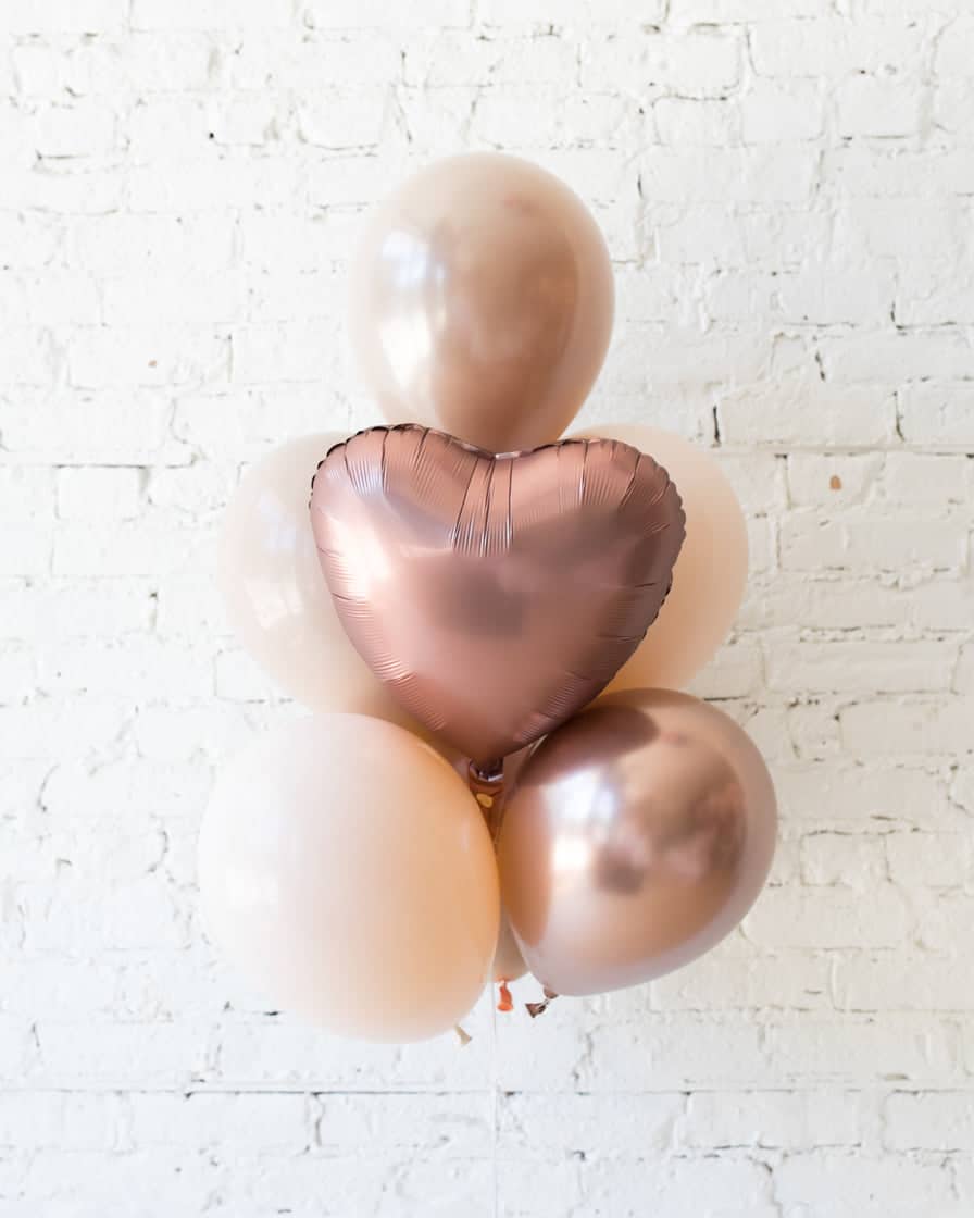 GIFT-Glam Tan – Heart Foil and 11in Balloon Bouquet | Rental GIFT-Glam Tan – Heart Foil and 11in Balloon Bouquet | Rental