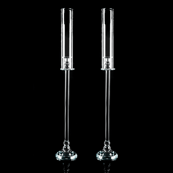 Decostar™ Pair of Crystal Single Arm Clear Candelabra – 38½” | Rental