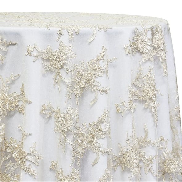 Laylani Lace Table Linen in Ivory | Rental