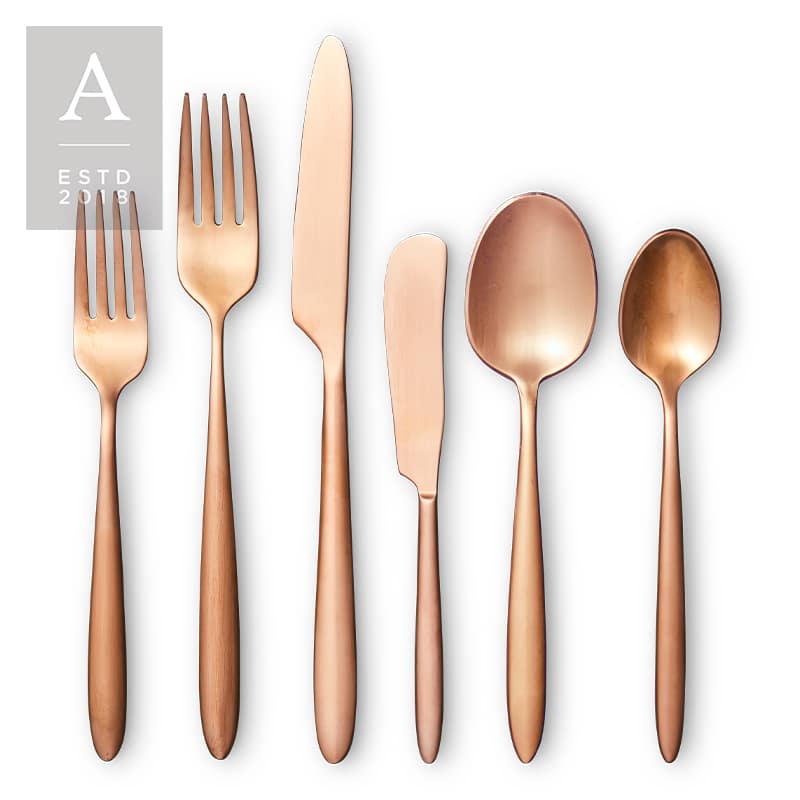Muse Copper Brushed Flatware Collection | Rental