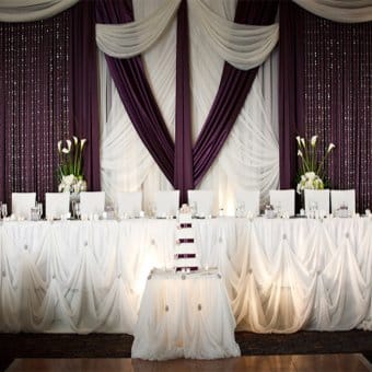 Cinderella “Stringed” Table Skirting Kit for 16ft Table (or two 8ft tables) | Rental Cinderella “Stringed” Table Skirting Kit for 16ft Table (or two 8ft tables) | Rental