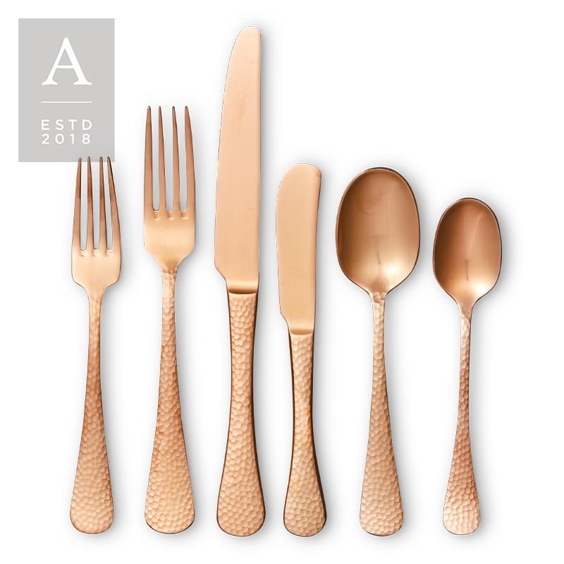 Nico Copper Brushed Flatware Collection | Rental