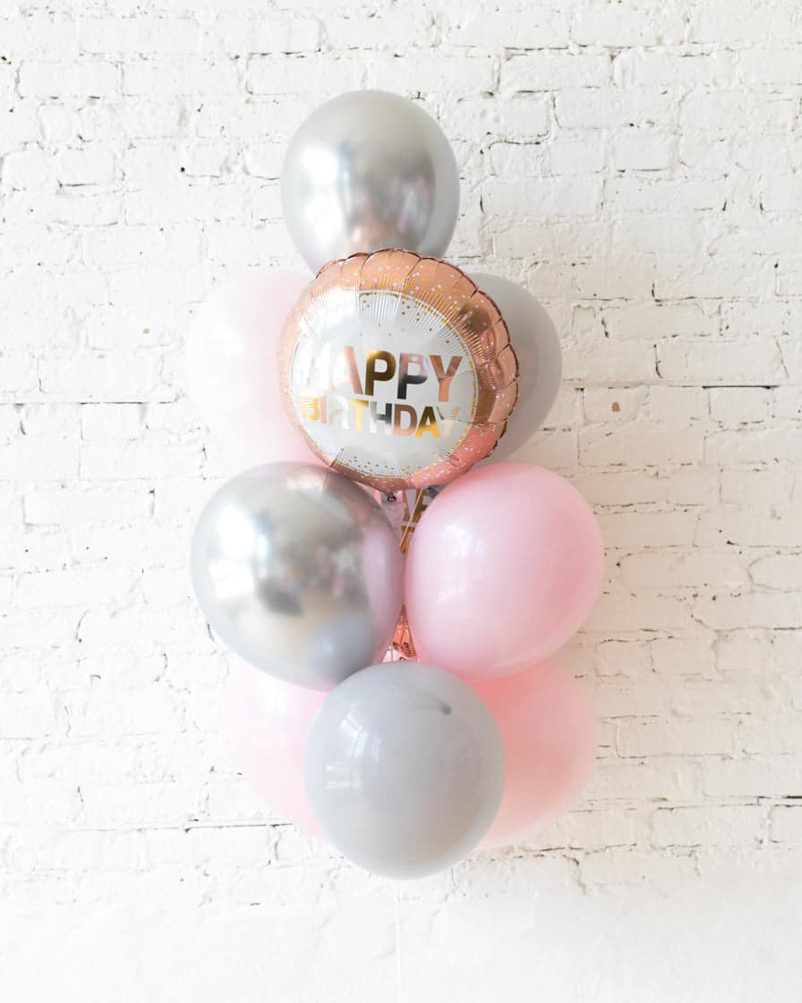 Pink Chic – Happy Birthday Foil and 11in Balloons – bouquet of 10 | Rental Pink Chic – Happy Birthday Foil and 11in Balloons – bouquet of 10 | Rental