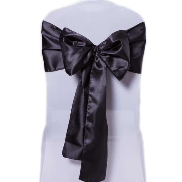 DecoStar™ Black Deco Satin Chair Sash – 8″ x 108″ – 10 PACK | Rental
