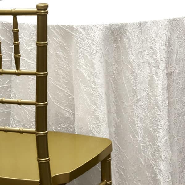WHITE – *FR* Crushed Taffeta Tablecloth by Eastern Mills – Many Size Otions | Rental WHITE – *FR* Crushed Taffeta Tablecloth by Eastern Mills – Many Size Otions | Rental