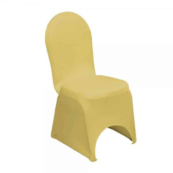 200 GSM Grade A Quality Spandex (Lycra) Banquet & Wedding Chair Cover By Eastern Mills in Gold Color | Rental 200 GSM Grade A Quality Spandex (Lycra) Banquet & Wedding Chair Cover By Eastern Mills in Gold Color | Rental