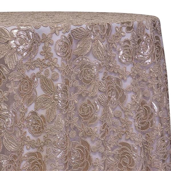 Champagne - Sweetheart Lace Overlay by Eastern Mills - Many Size Options | Rental